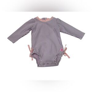 Ruffle Butts •purple Stripes Long-Sleeve one piece swimsuit-baby girl 12-18month